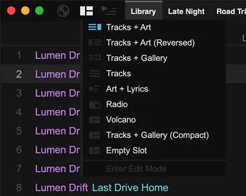 The layout menu
