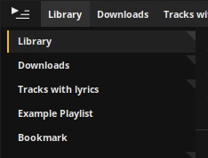 Screenshot of the playlist list
